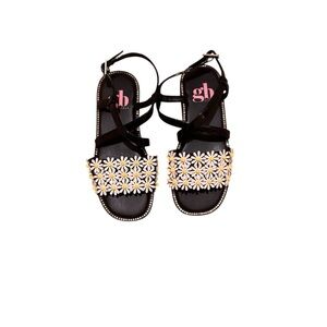 Gianni Bini Black Sandals with White Daisy Accents